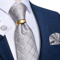 GentCrest Grey Plaid Tie with Rings - Image 1