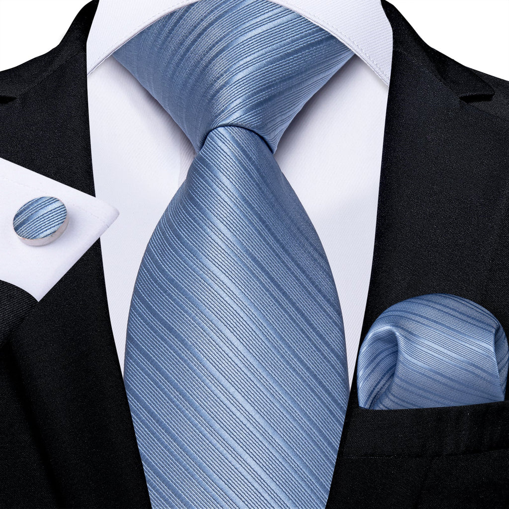 GentCrest Blue Striped Tie Hanky Cufflinks Set - Image 1