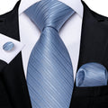 GentCrest Blue Striped Tie Hanky Cufflinks Set - Image 1
