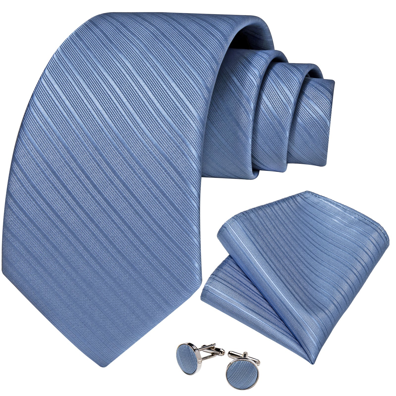GentCrest Blue Striped Tie Hanky Cufflinks Set - Image 2