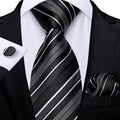 GentCrest Black Striped Tie Hanky Cufflinks Set - Image 1