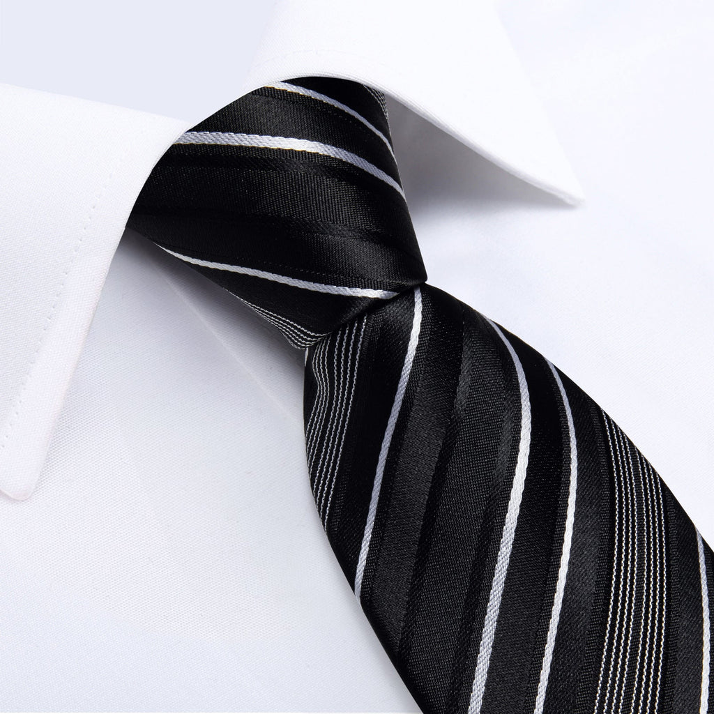 GentCrest Black Striped Tie Hanky Cufflinks Set - Image 5