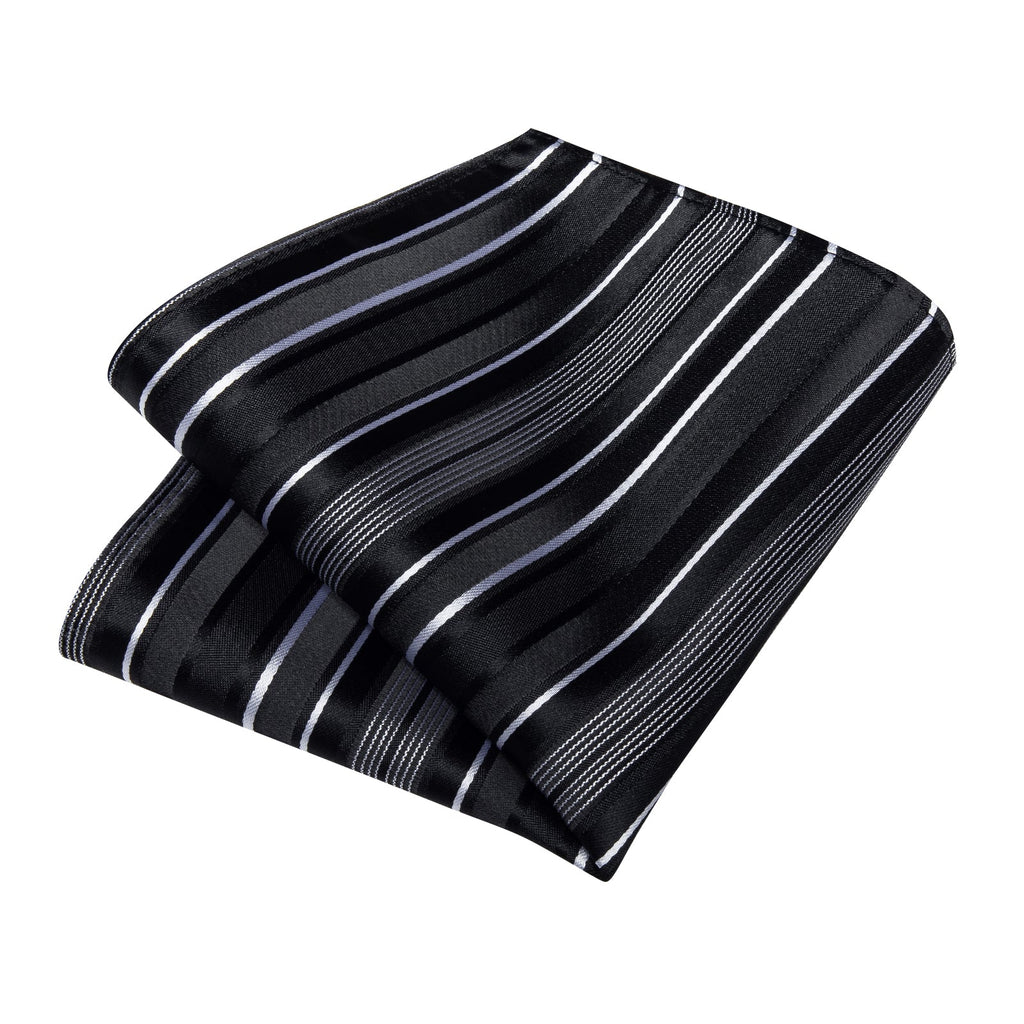 GentCrest Black Striped Tie Hanky Cufflinks Set - Image 4