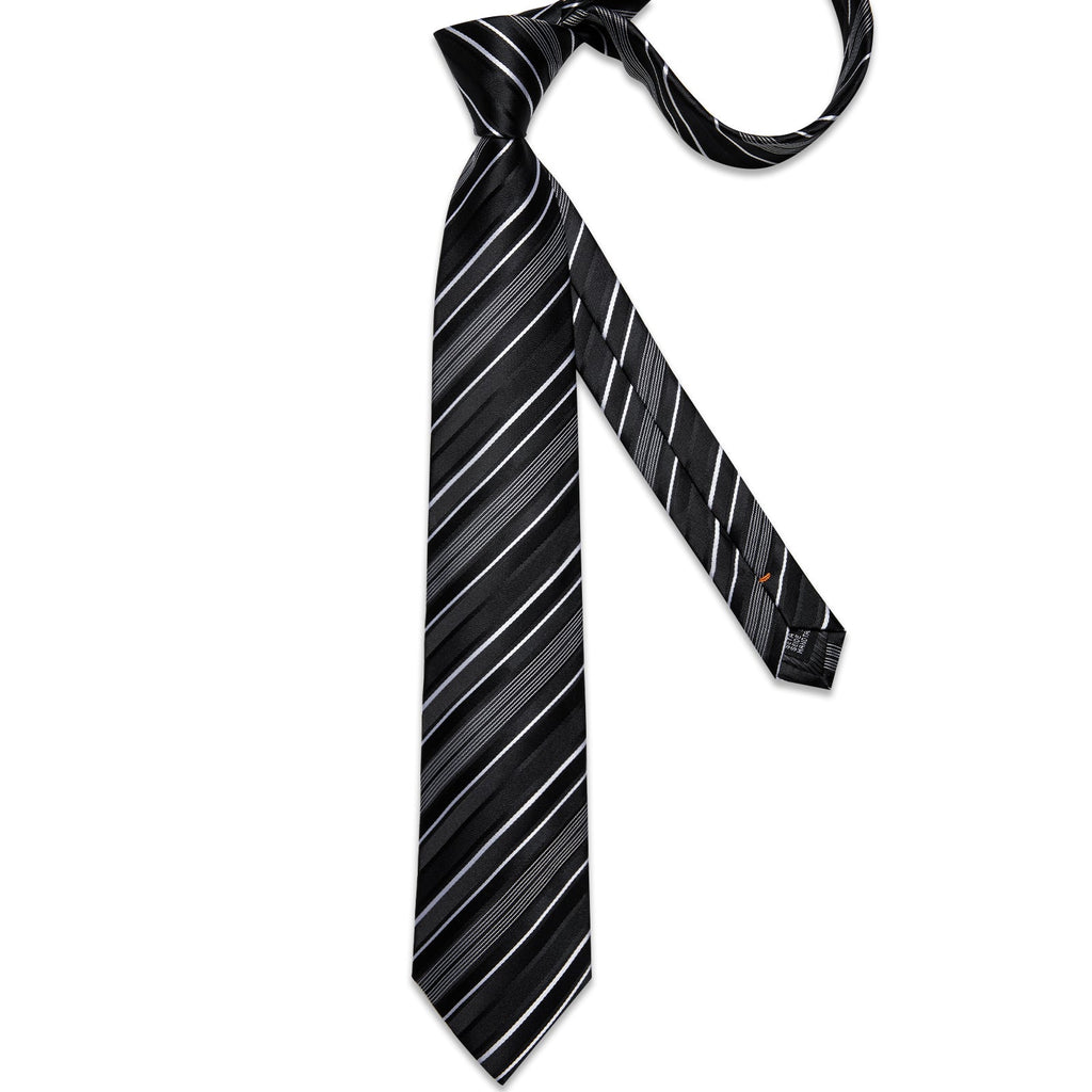 GentCrest Black Striped Tie Hanky Cufflinks Set - Image 3