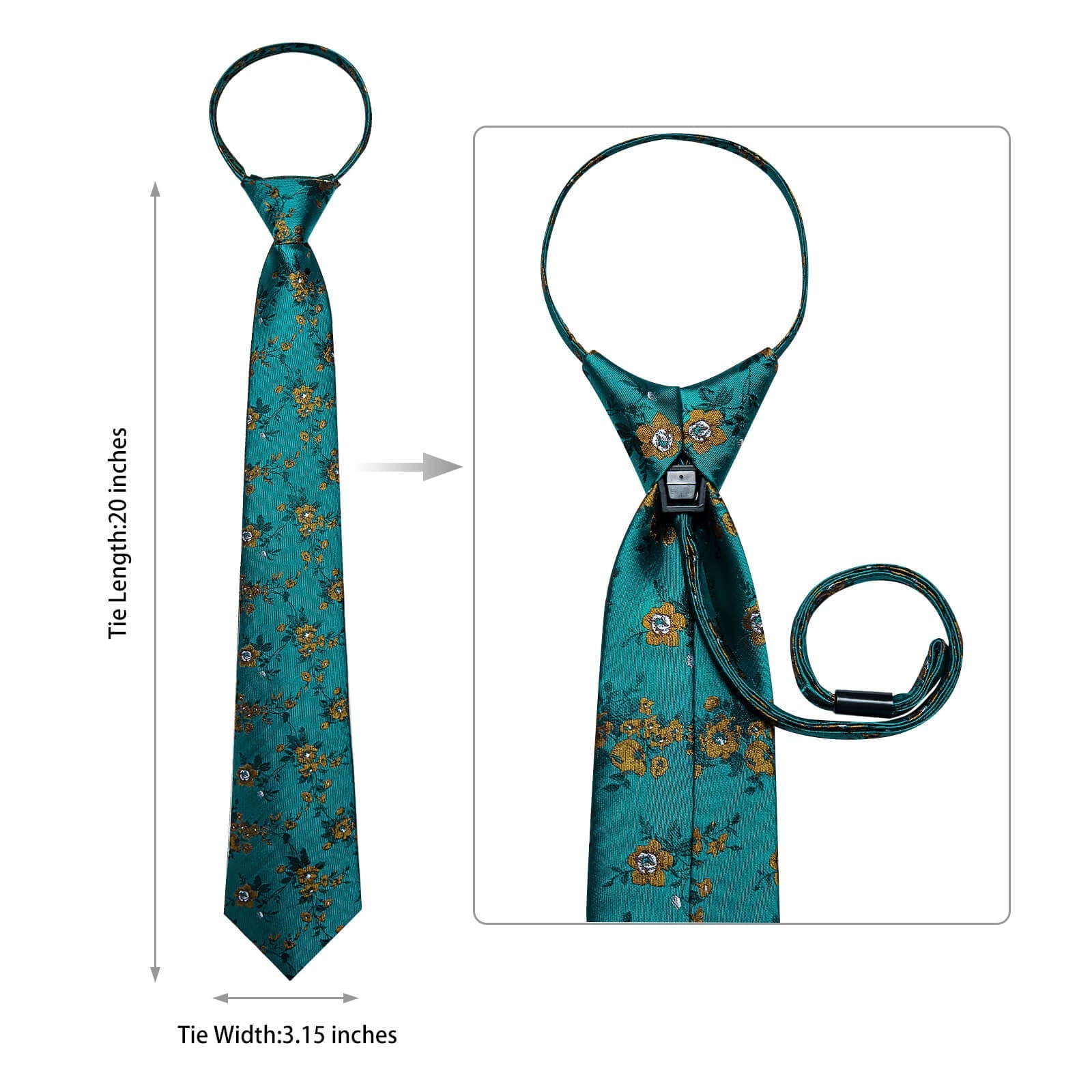 GentCrest Teal Floral Tie Hanky Cufflinks Set - Image 5