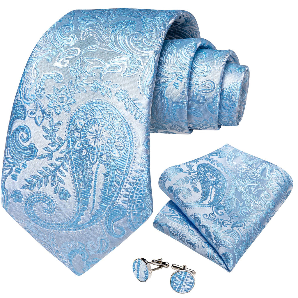 GentCrest Blue Paisley Tie Hanky Cufflinks Set - Image 2