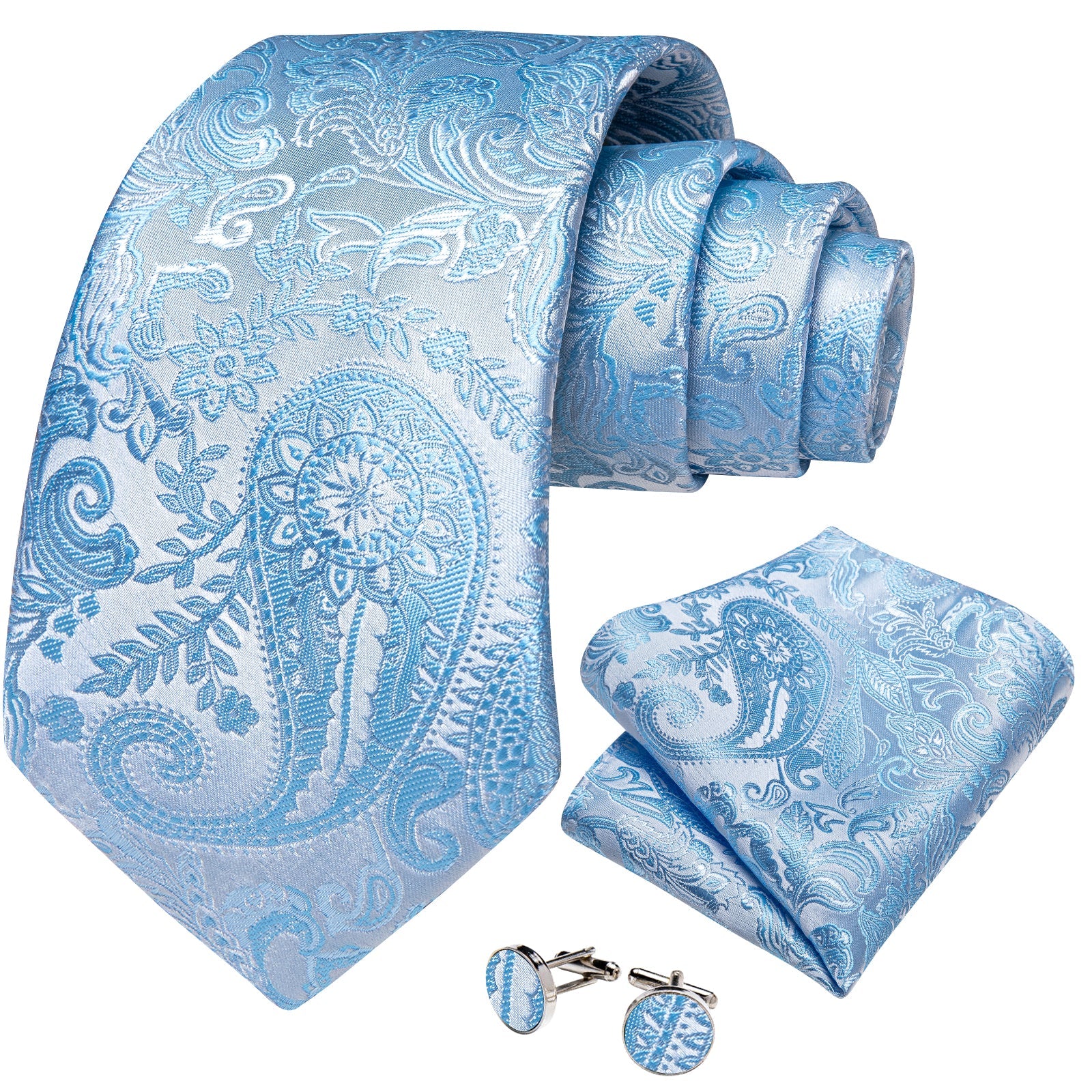 GentCrest Blue Paisley Tie Hanky Cufflinks Set - Image 2