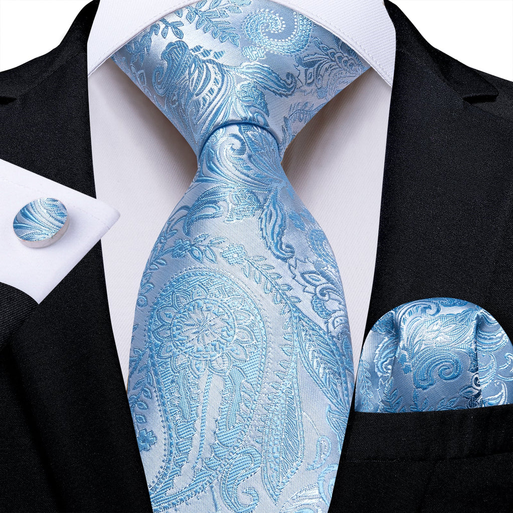 GentCrest Blue Paisley Tie Hanky Cufflinks Set - Image 1