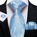 GentCrest Blue Paisley Tie Hanky Cufflinks Set - Image 1