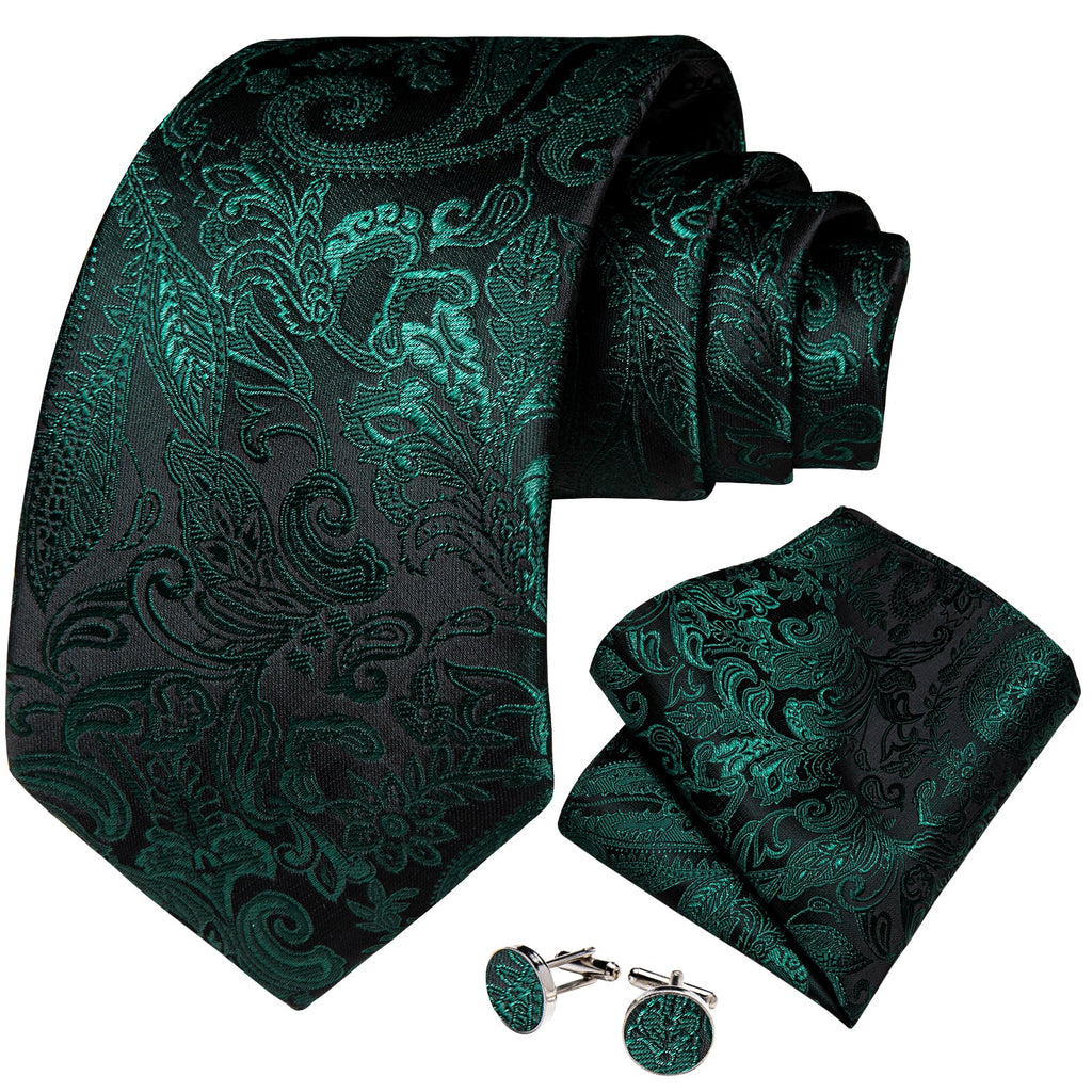 GentCrest Black Paisley Tie with Lapel Pin - Image 2