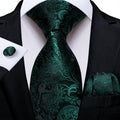 GentCrest Black Paisley Tie Hanky Cufflinks Set - Image 1