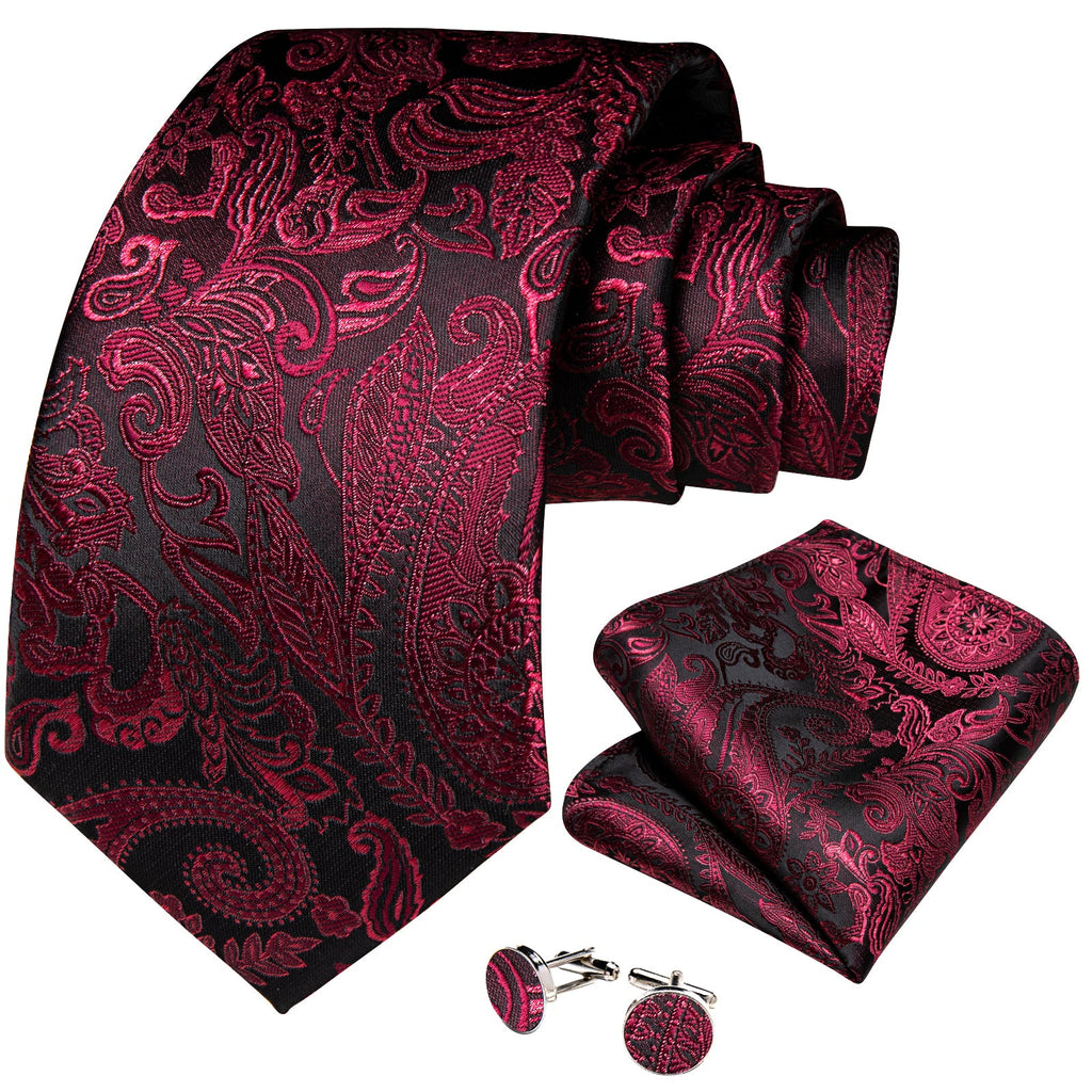 GentCrest Red Paisley Tie Hanky Cufflinks Set - Image 2