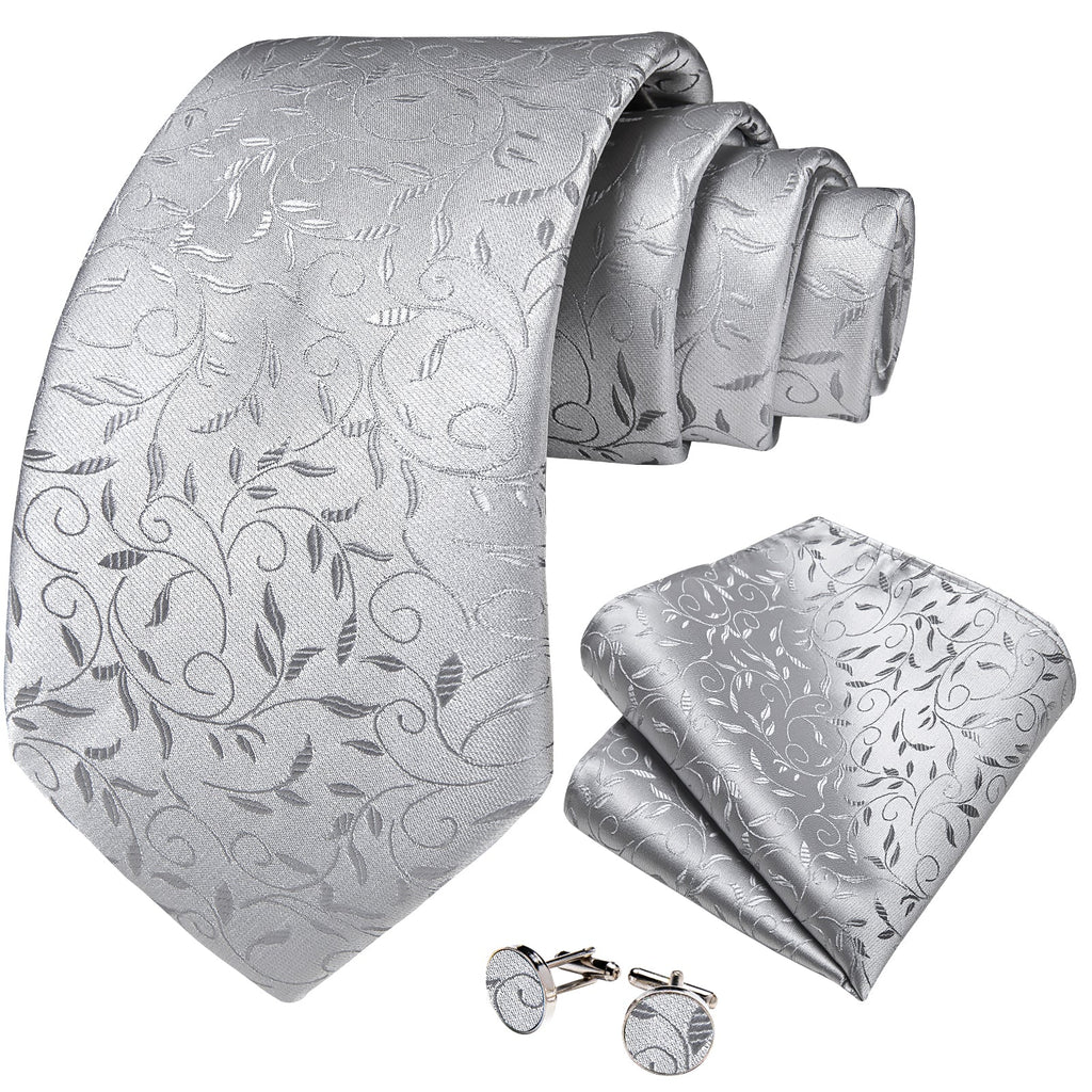 GentCrest Grey Floral Tie Hanky Cufflinks Set - Image 2