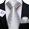 GentCrest Grey Floral Tie Hanky Cufflinks Set - Image 1