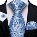 GentCrest Blue Floral Tie Hanky Cufflinks Set - Image 1