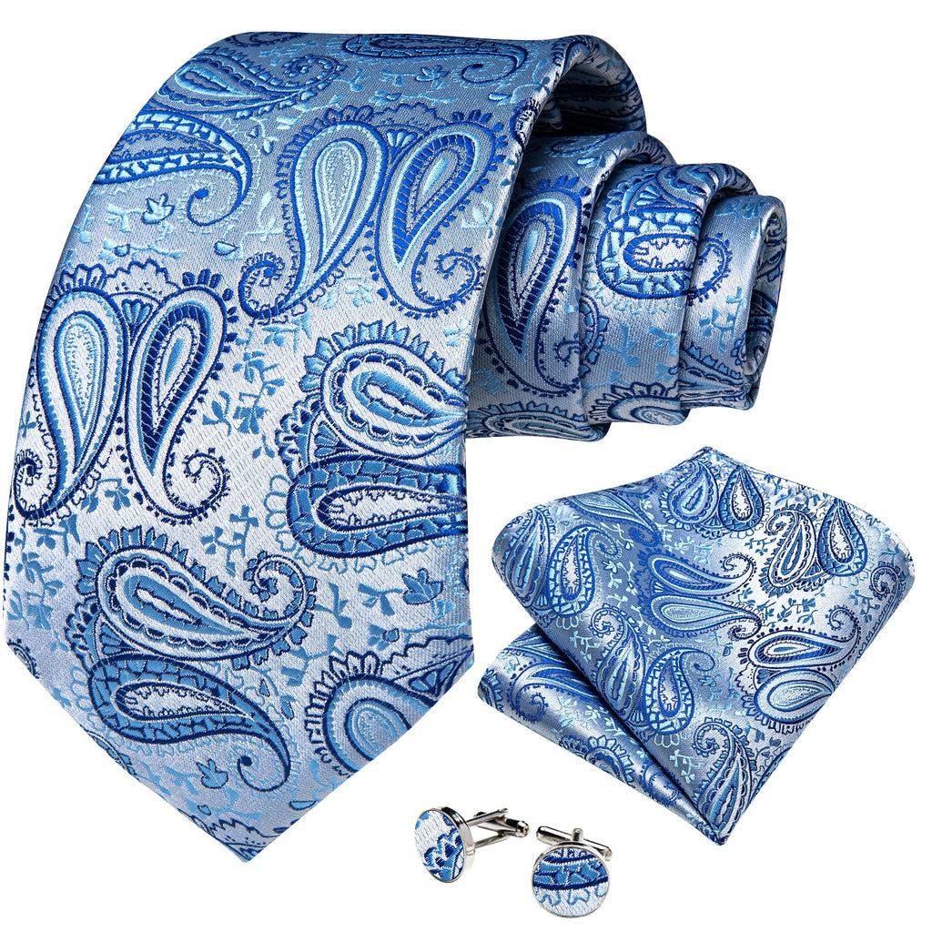 GentCrest Blue Paisley Tie Hanky Cufflinks Set - Image 2