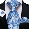 GentCrest Blue Paisley Tie Hanky Cufflinks Set - Image 1