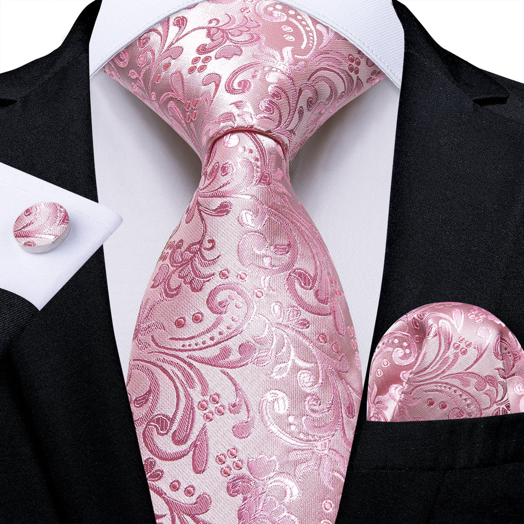 GentCrest Pink Paisley Tie Hanky Cufflinks Set - Image 1