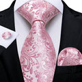 GentCrest Pink Paisley Tie Hanky Cufflinks Set - Image 1