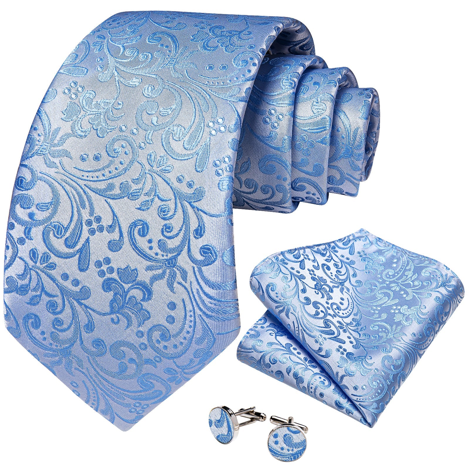 GentCrest Blue Paisley Tie Hanky Cufflinks Set - Image 2