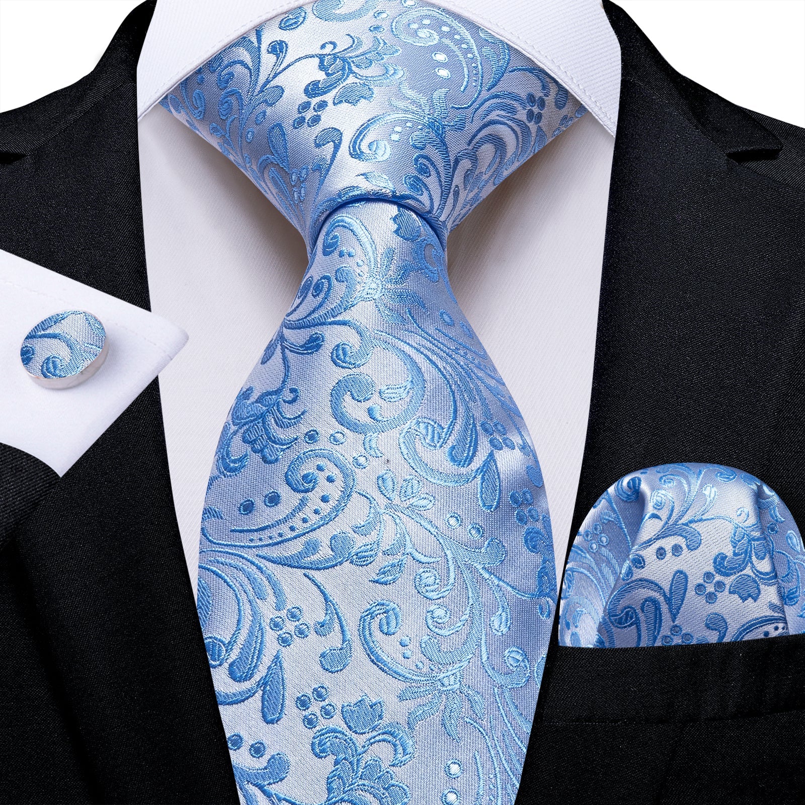 GentCrest Blue Paisley Tie Hanky Cufflinks Set - Image 1