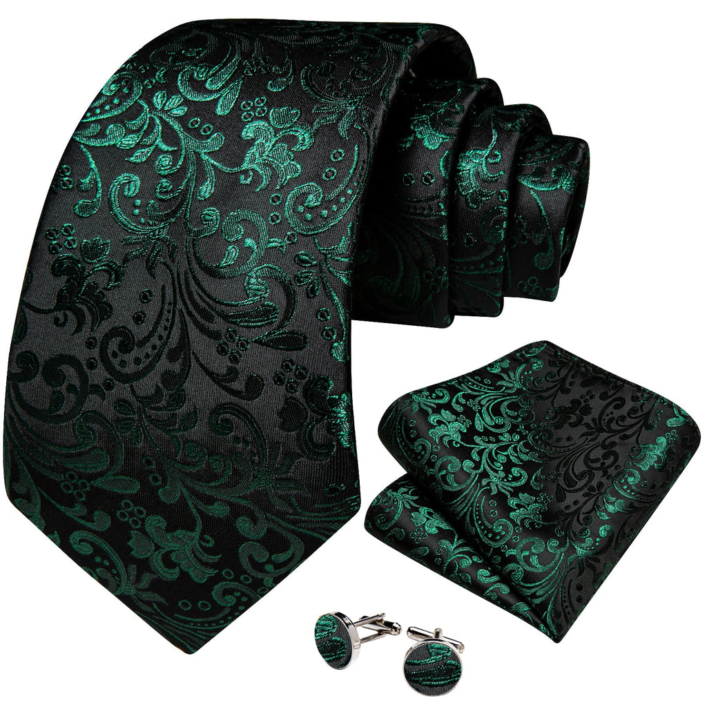 GentCrest Black Paisley Tie Hanky Cufflinks Set - Image 2