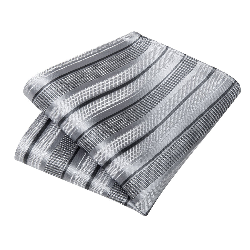GentCrest Grey Striped Tie Hanky Cufflinks Set - Image 3