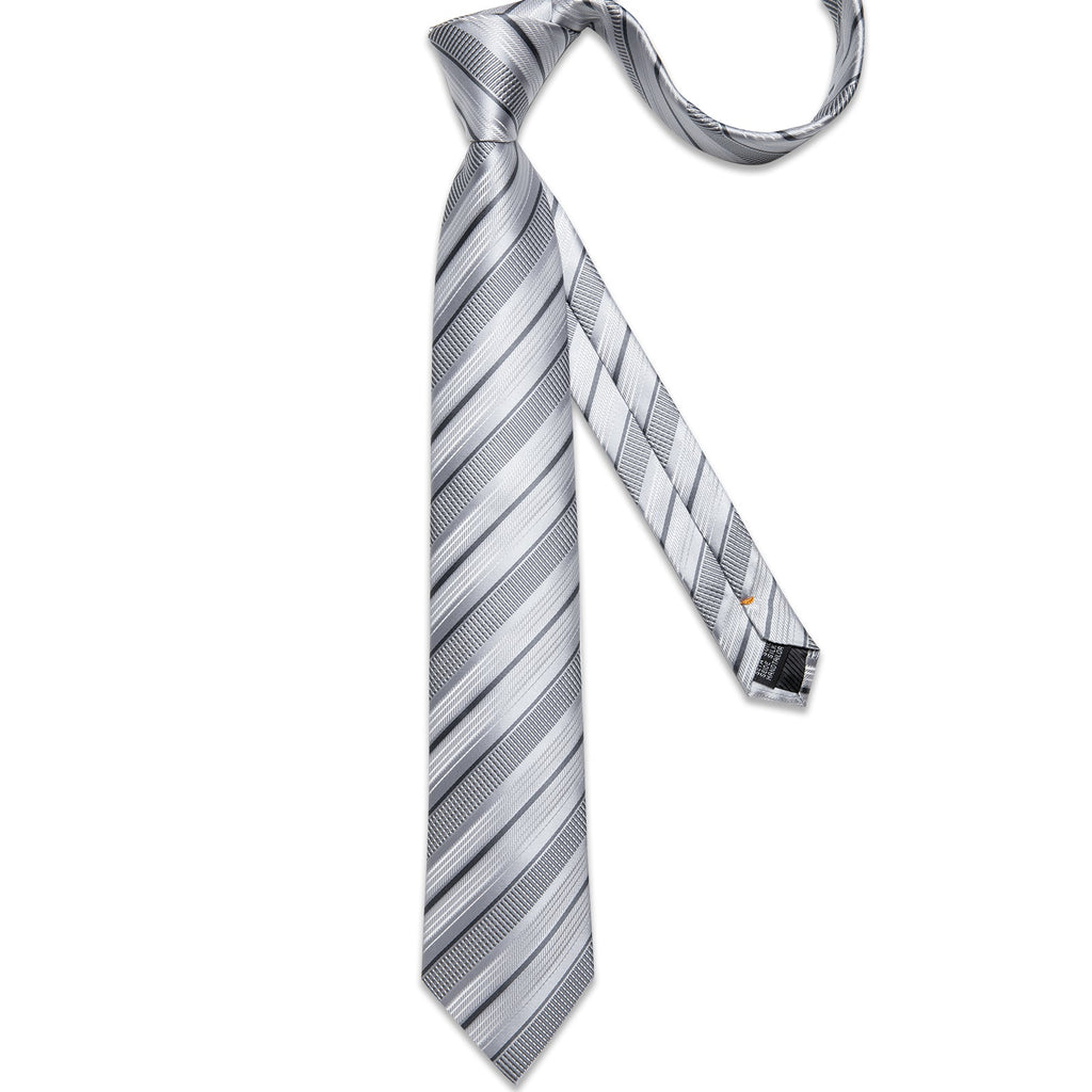 GentCrest Grey Striped Tie Hanky Cufflinks Set - Image 4