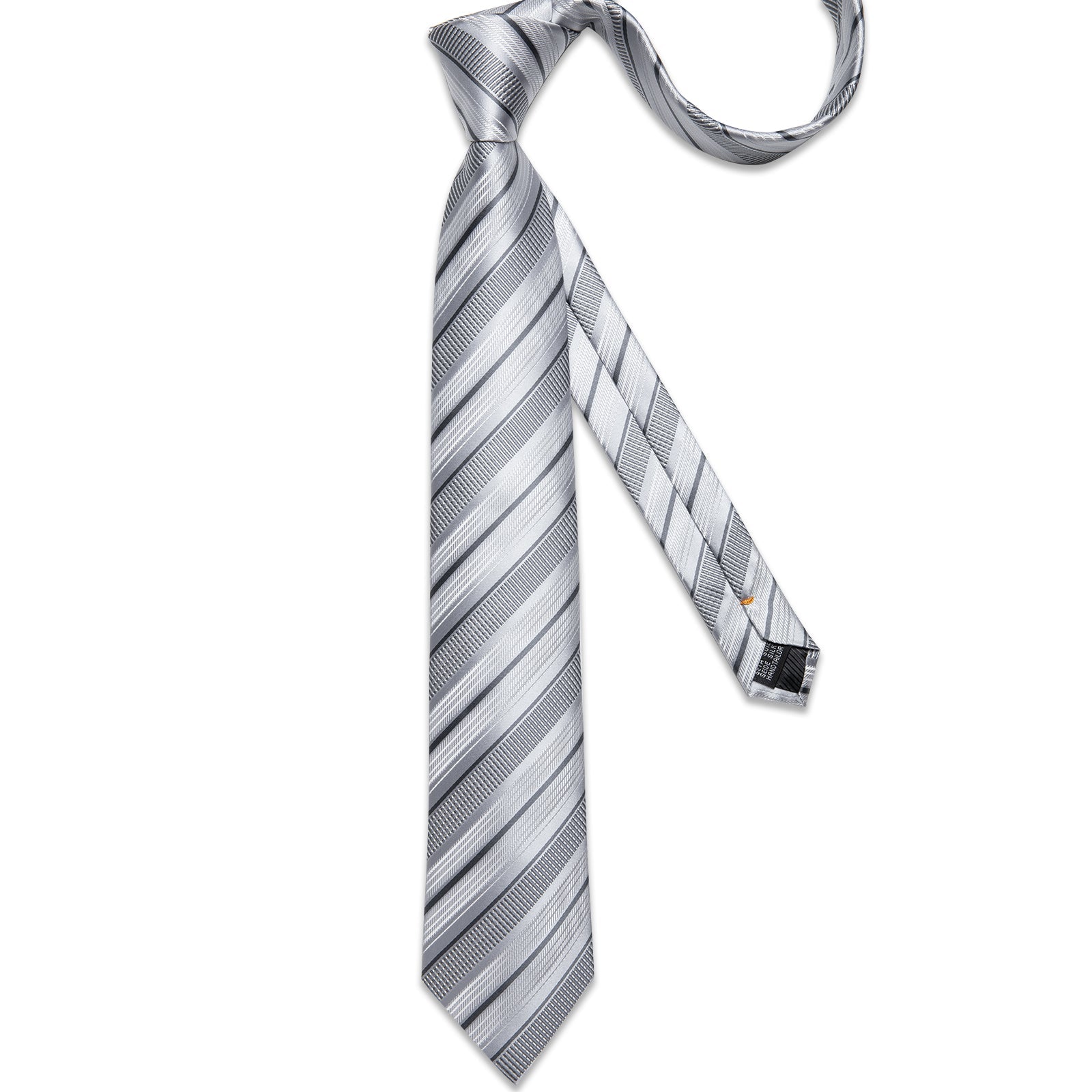 GentCrest Grey Striped Tie Hanky Cufflinks Set - Image 4