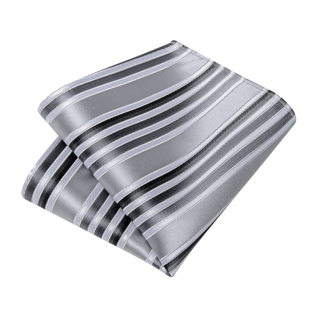 GentCrest Grey Striped Tie Hanky Cufflinks Set - Image 3