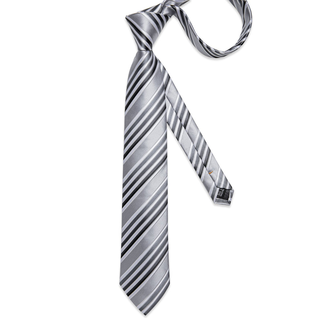 GentCrest Grey Striped Tie Hanky Cufflinks Set - Image 4