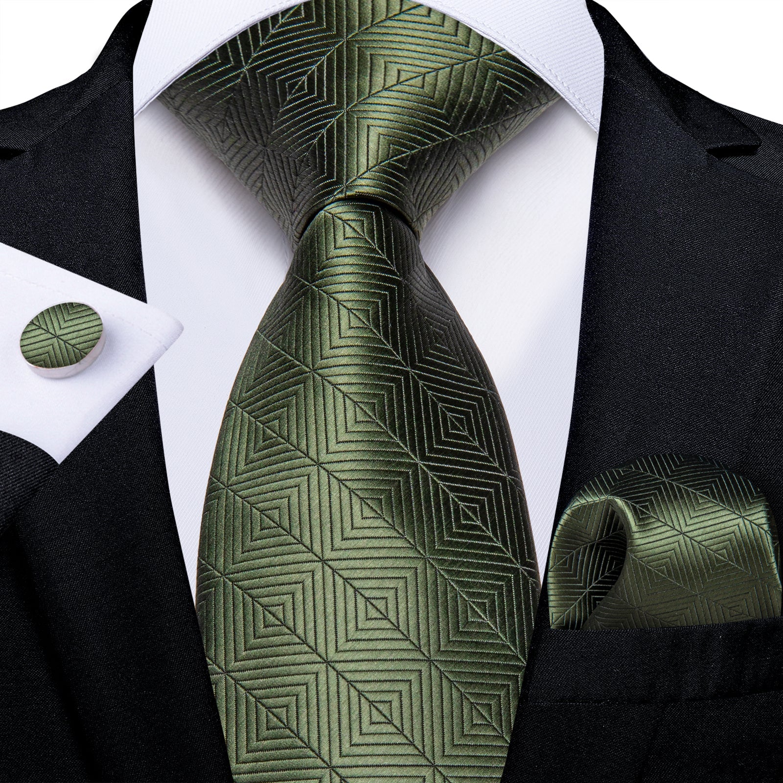 GentCrest Green Novelty Tie Hanky Cufflinks Set - Image 1