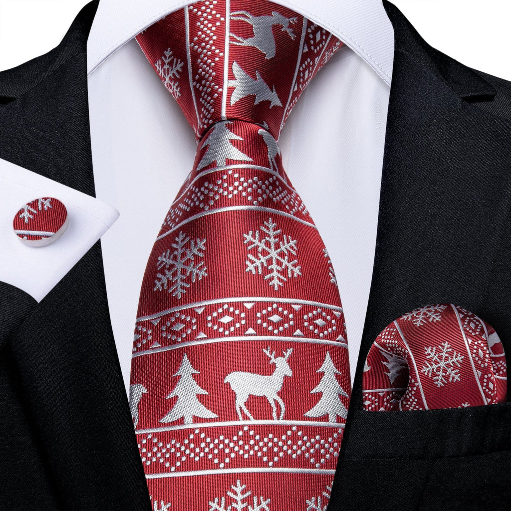 Ugly Holiday Sweater In Red Silk Tie Set - GentCrest