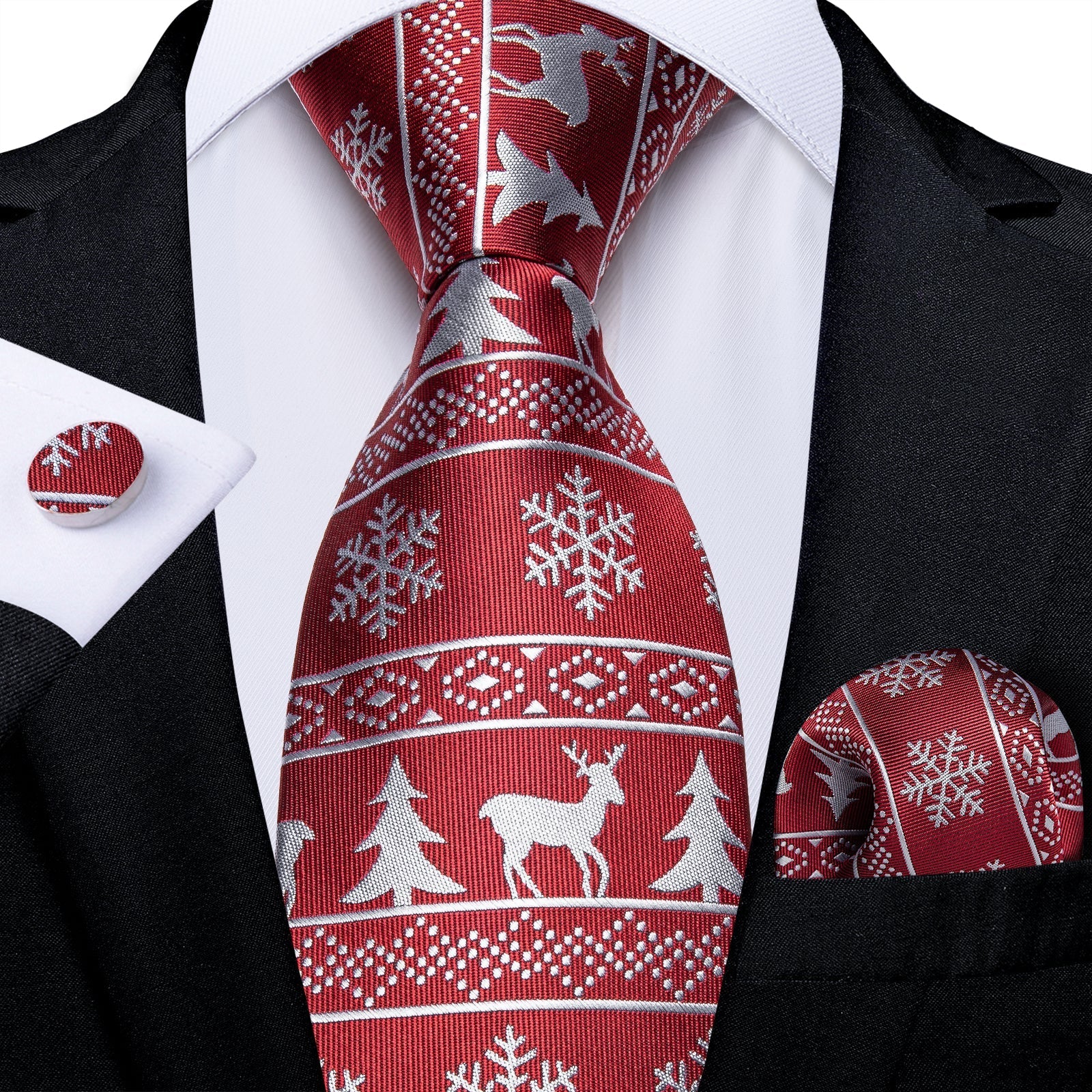 Ugly Holiday Sweater In Red Silk Tie Set - GentCrest