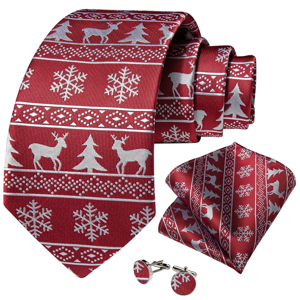Ugly Holiday Sweater In Red Silk Tie Set - GentCrest - View 2