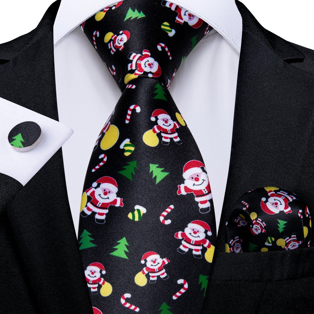 Black Christmas Decorations Silk Tie Set - GentCrest