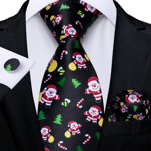 Black Christmas Decorations Silk Tie Set - GentCrest
