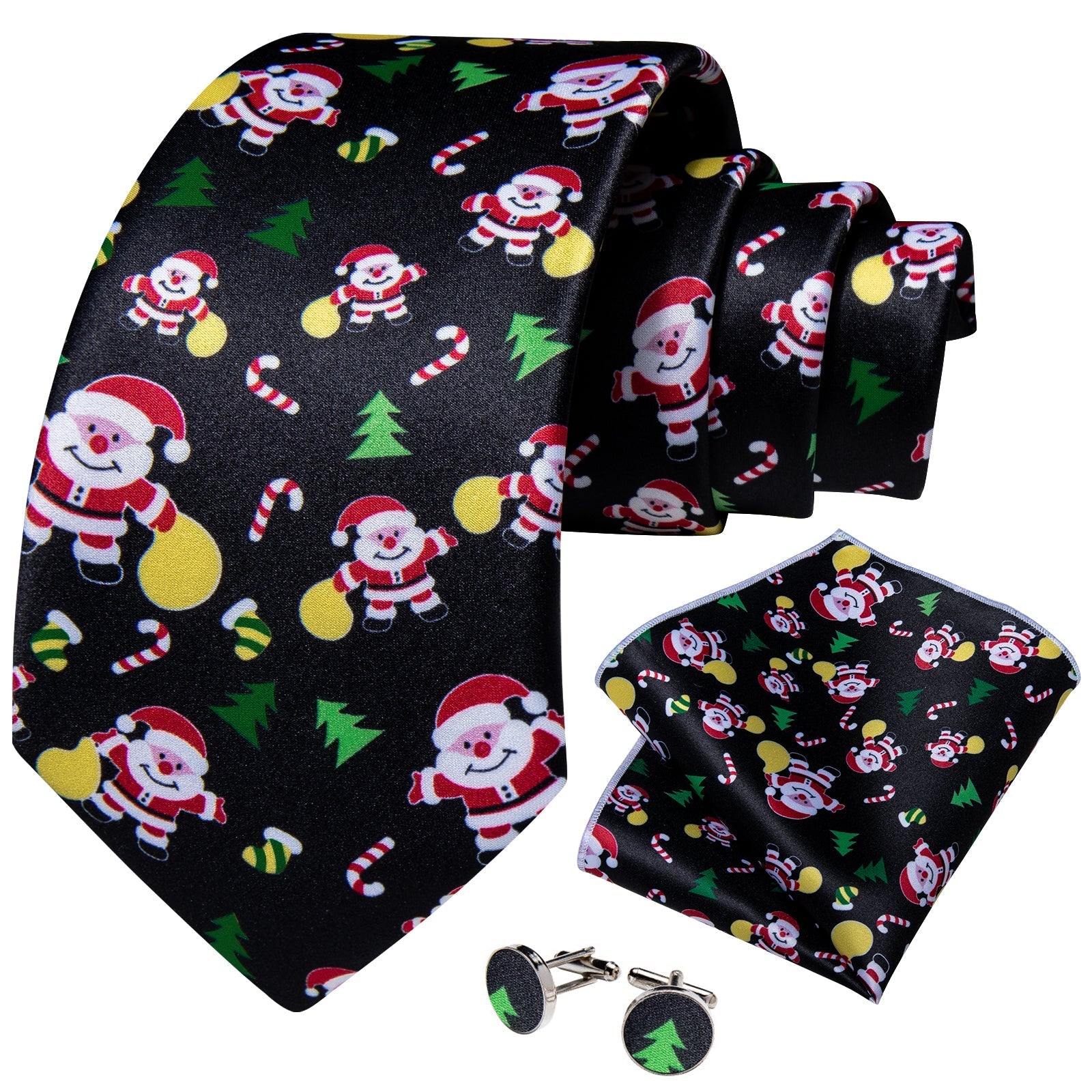 Black Christmas Decorations Silk Tie Set - GentCrest - View 3