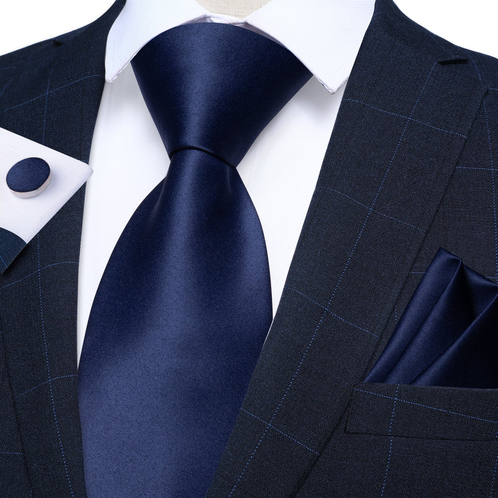 GentCrest Blue Solid Tie Hanky Cufflinks Set - Image 1