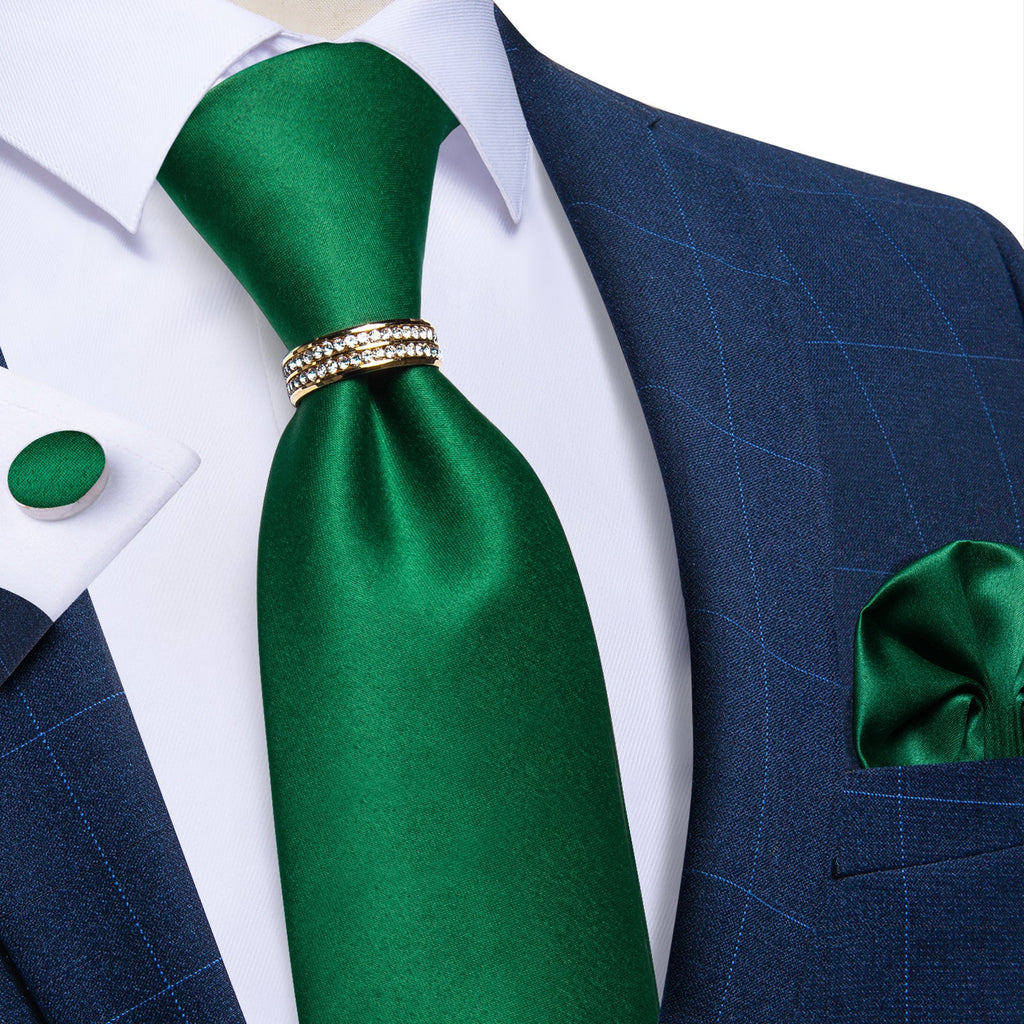 GentCrest Green Solid Tie with Rings - Image 6