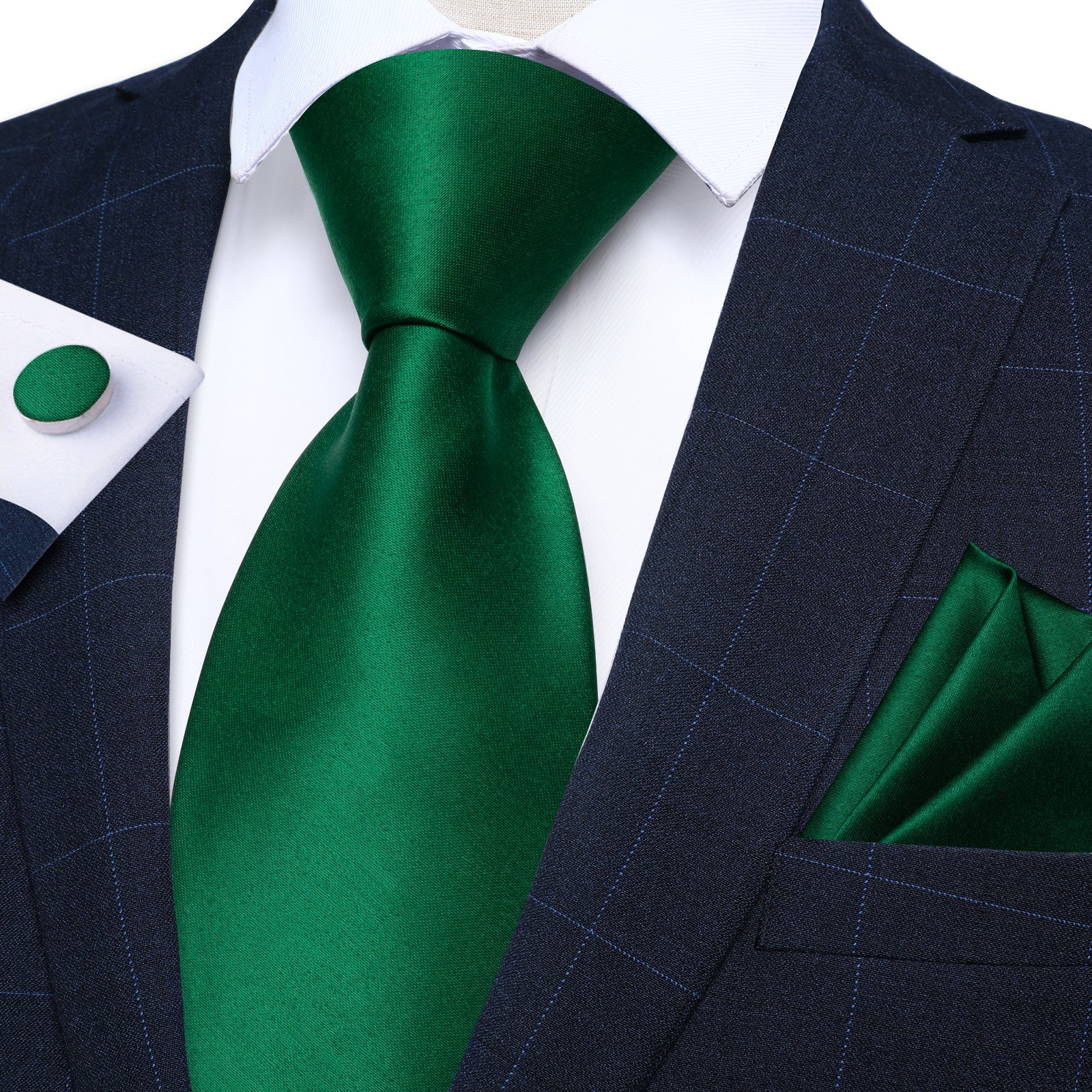 GentCrest Green Solid Tie with Rings - Image 5