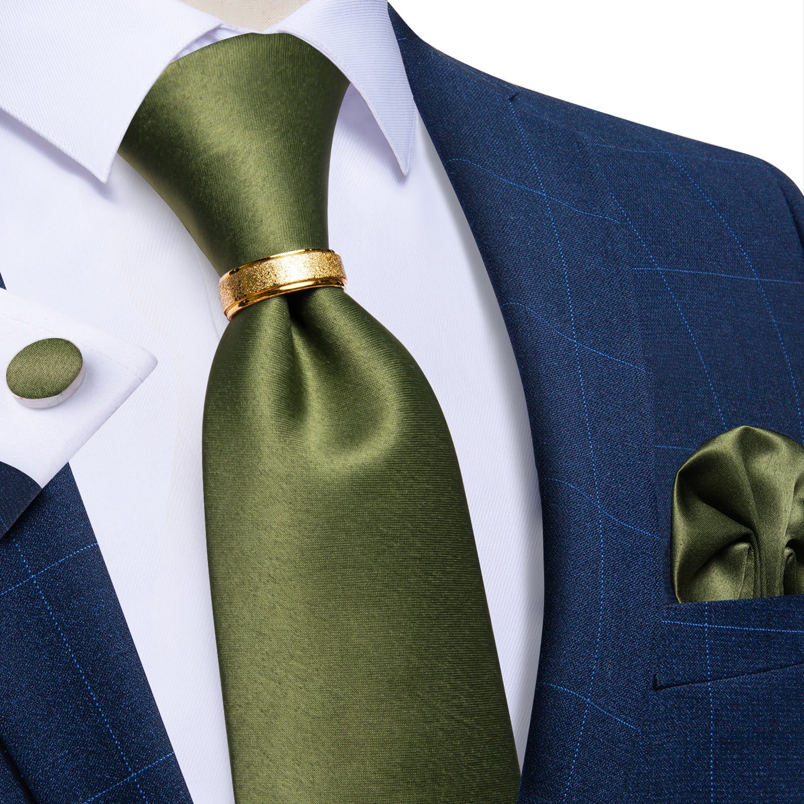 GentCrest Green Solid Tie with Accessories - Image 4
