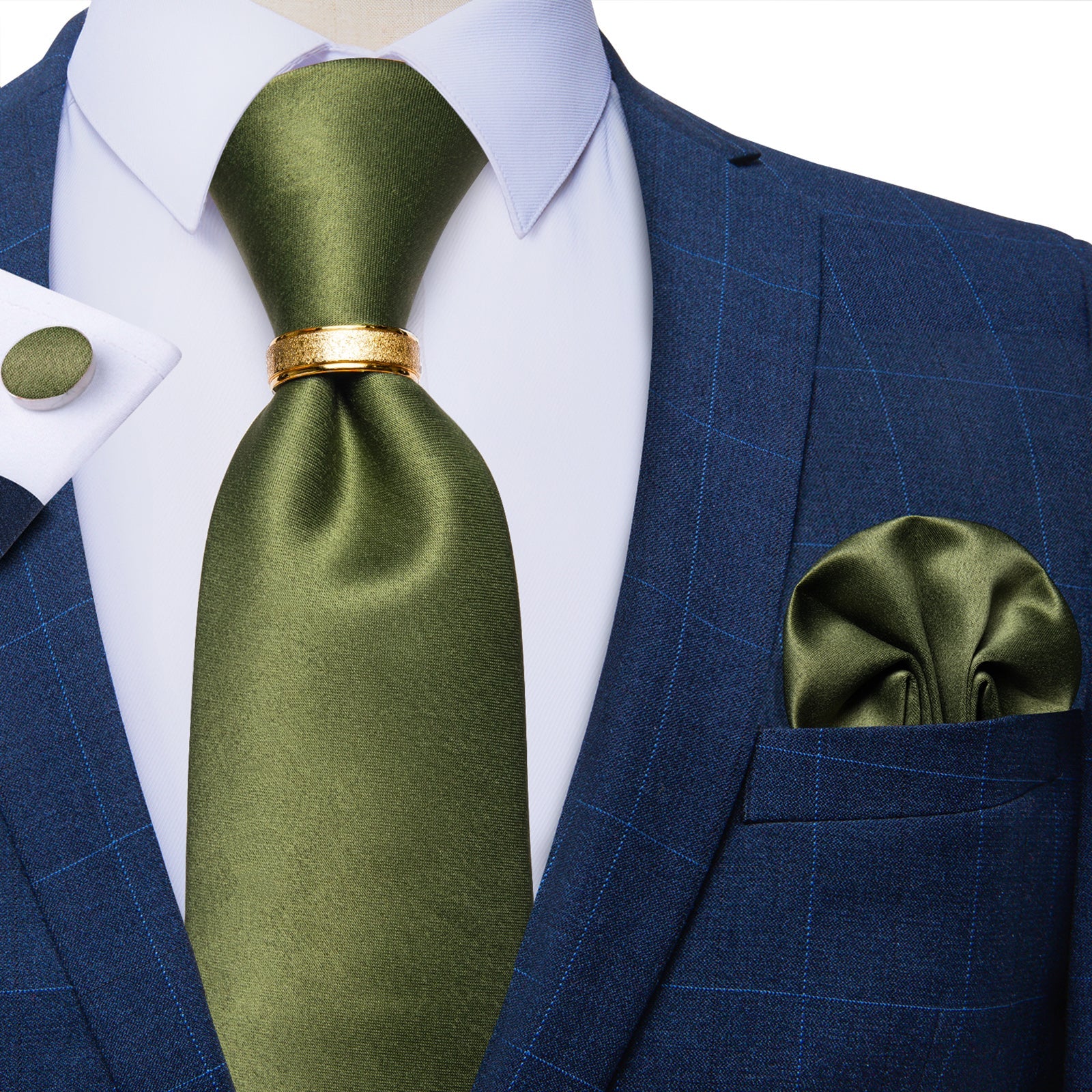 GentCrest Green Solid Tie with Accessories - Image 1