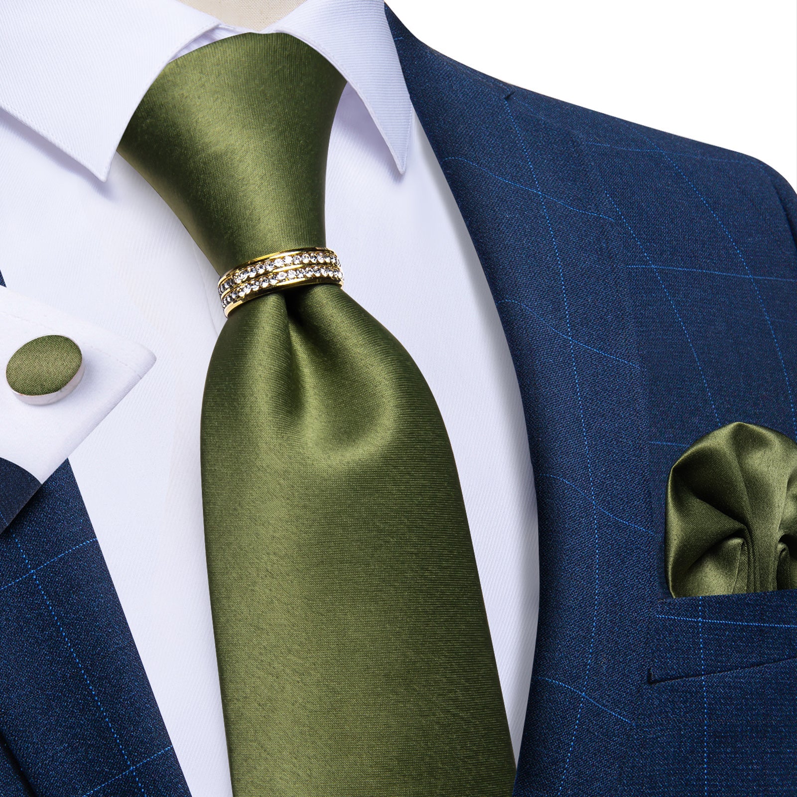GentCrest Green Solid Tie with Accessories - Image 5