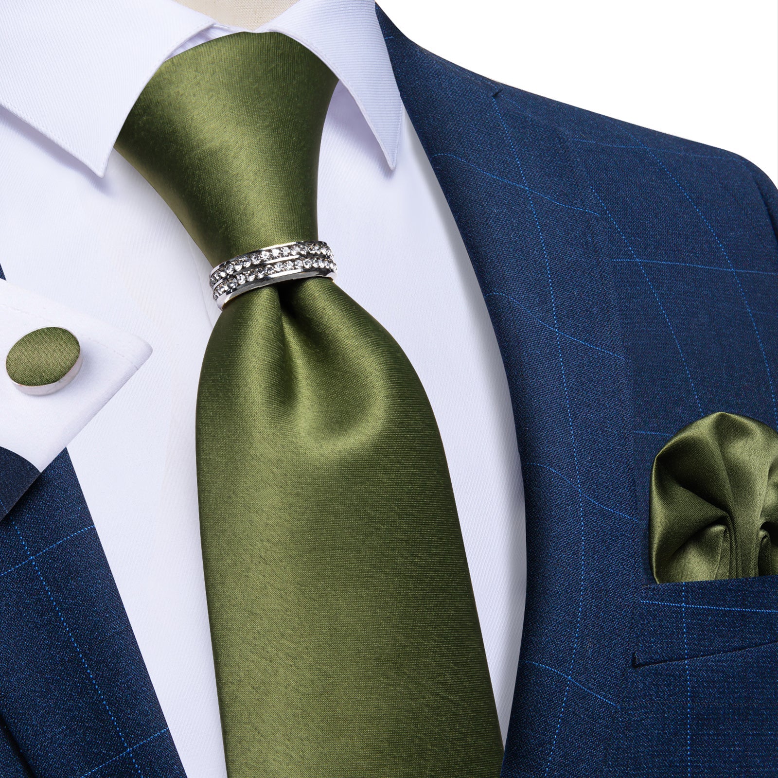 GentCrest Green Solid Tie with Accessories - Image 6