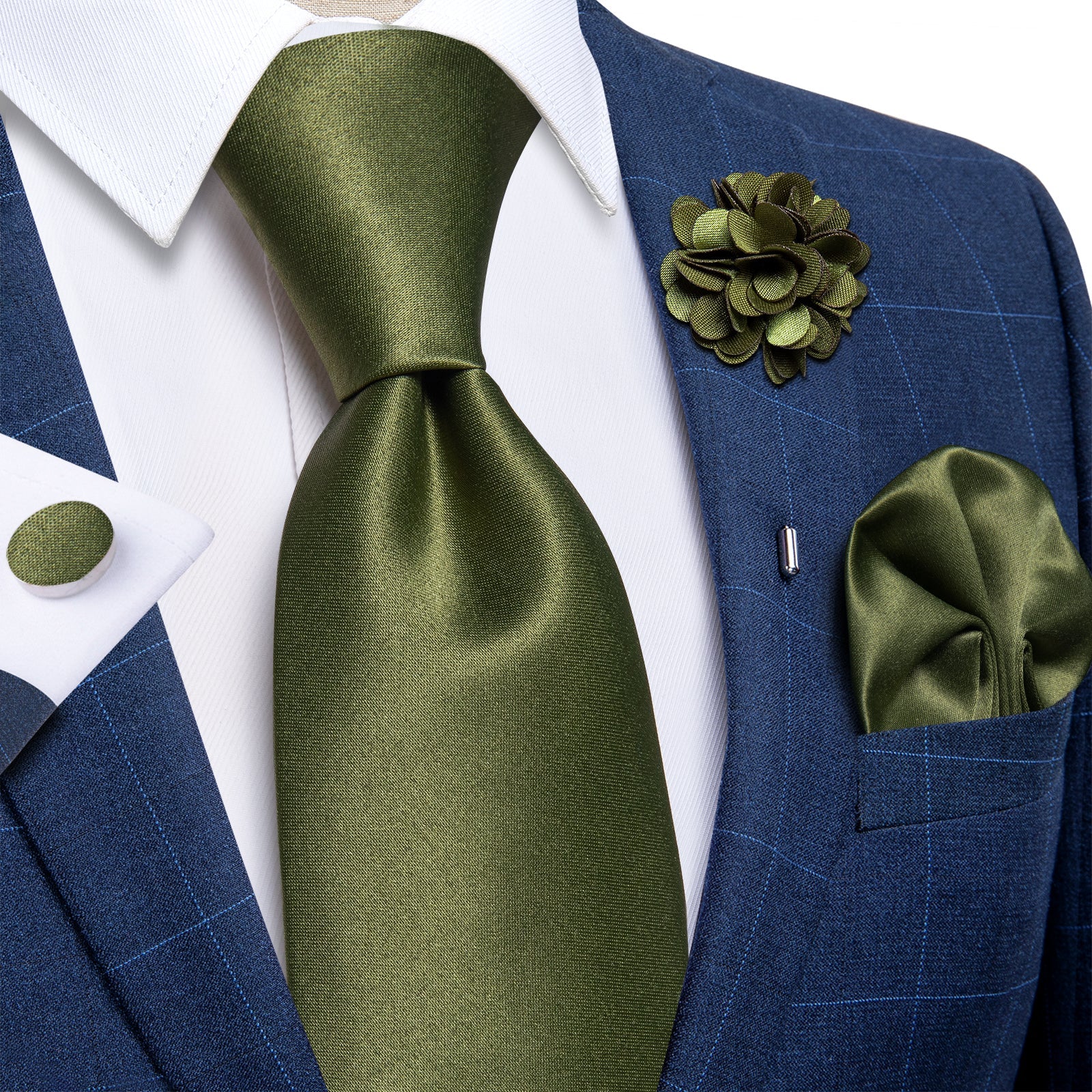 GentCrest Green Solid Tie with Accessories - Image 2