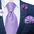 GentCrest Purple Solid Tie with Lapel Pin - Image 1