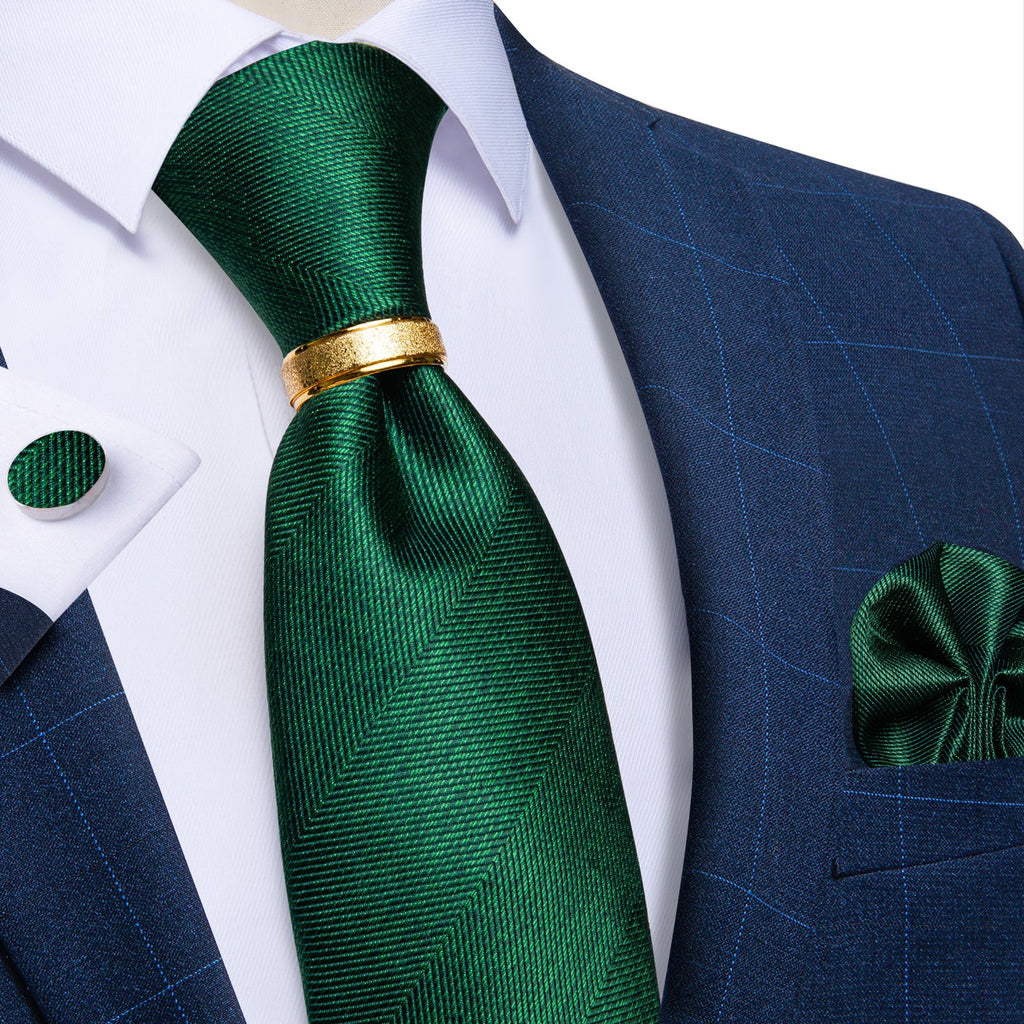 GentCrest Green Solid Tie with Rings - Image 5