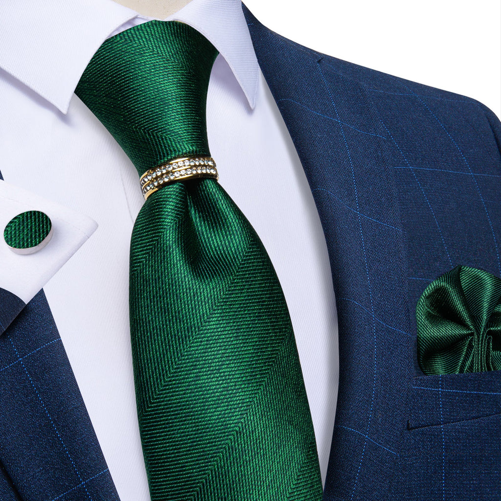 GentCrest Green Solid Tie with Rings - Image 6