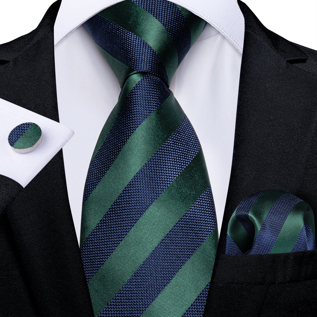 GentCrest Blue Striped Tie Hanky Cufflinks Set - Image 1